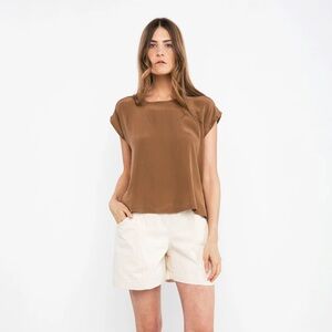 Elizabeth Suzann Josephine Top in Moss Silk Crepe, size S